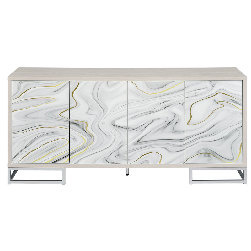 Console élégante avec peinture et rangement à 4 compartiments, 65 po Large et ajusté - Rehausseur d'espace