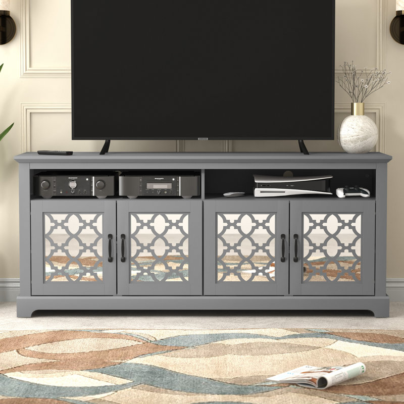 Chessani TV Stand with Open Storage for TVs up to 75", Cool Gray