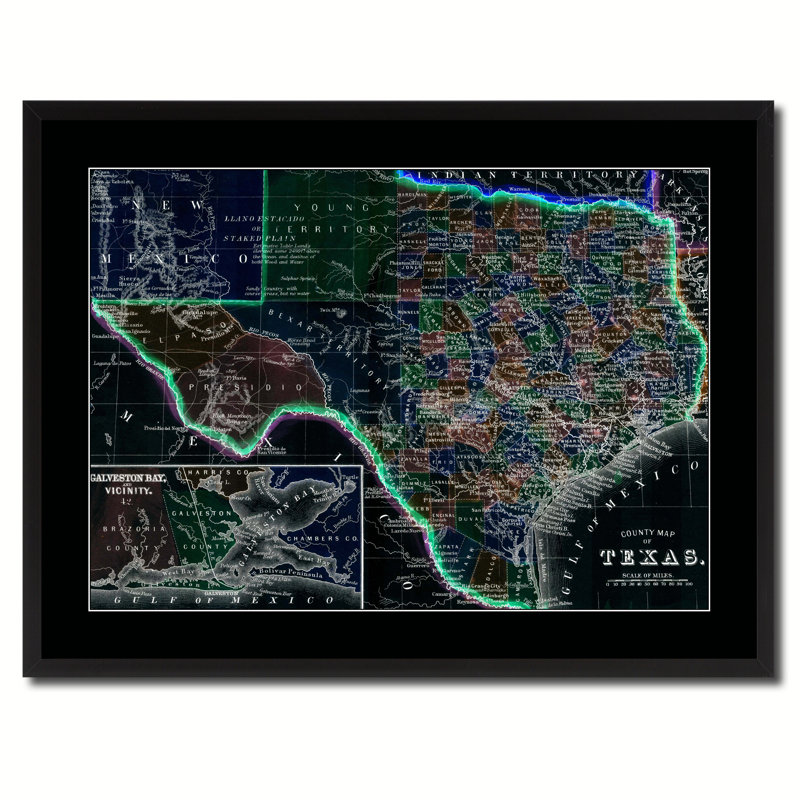 Texas, toile rétro aux couleurs vives, 28 x 37, H 28 po x l 37 po