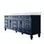 Meuble-lavabo Gamella 80 po L x 35 po H en bois massif, avec comptoir en quartz blanc de Carrare et double lavabo, bleu marine-1500794680-1536459239