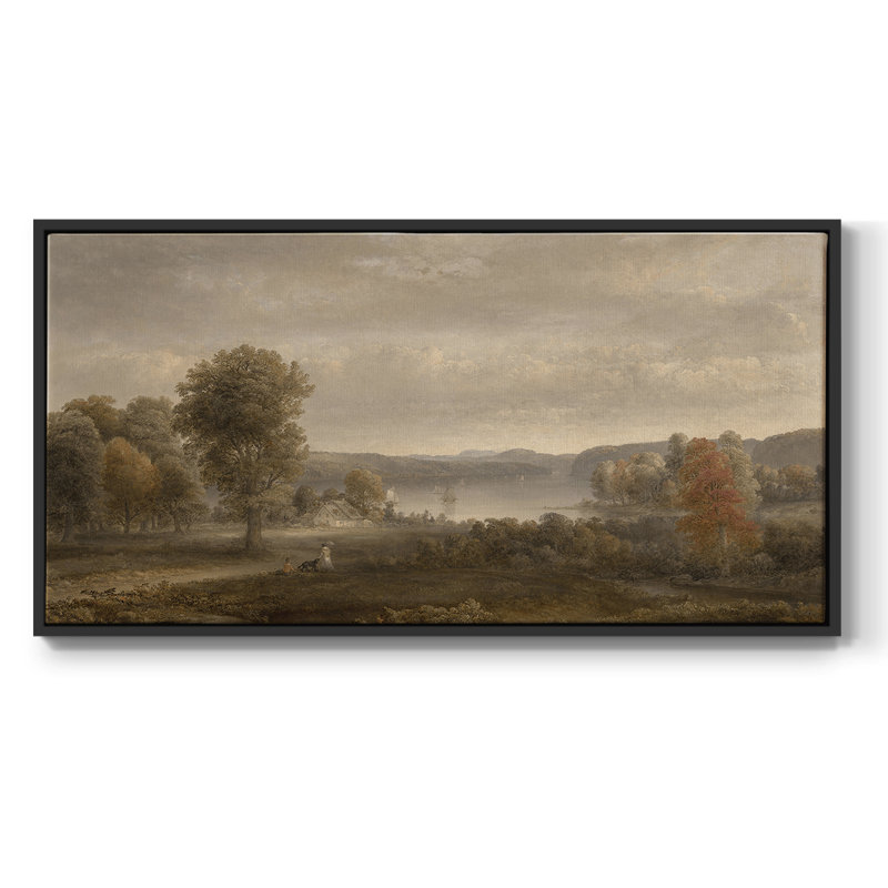 Série paysage - DCCDXLIV - Toile tendue avec châssis tendue, prête à être accrochée, H 17 po x l 33 po, Noir