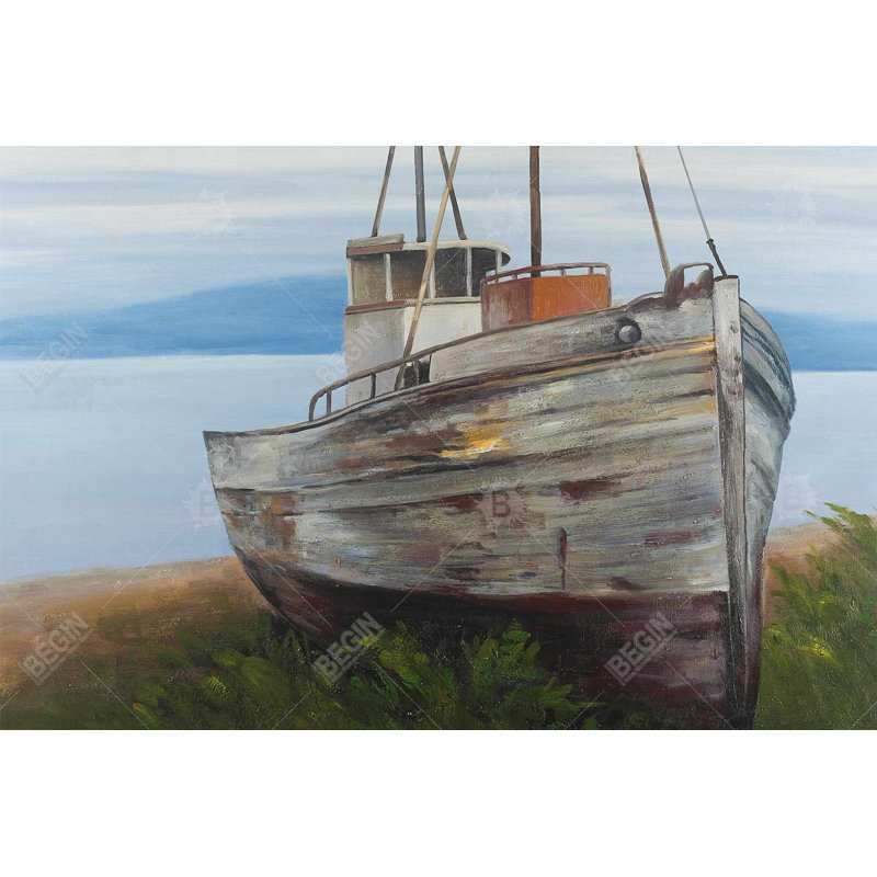 "Vieux bateau abandonné" sur toile, H 24 po x l 36 po