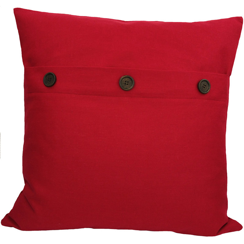 Solid Button Down Blend 20" Throw Pillow, Red
