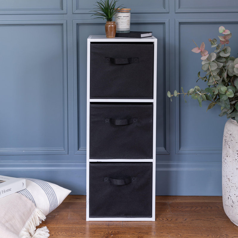 Northville 80cm H x 30cm W Cube Bookcase, Black, (3 Shelves) 80cm H x 30cm W x 23.5cm D