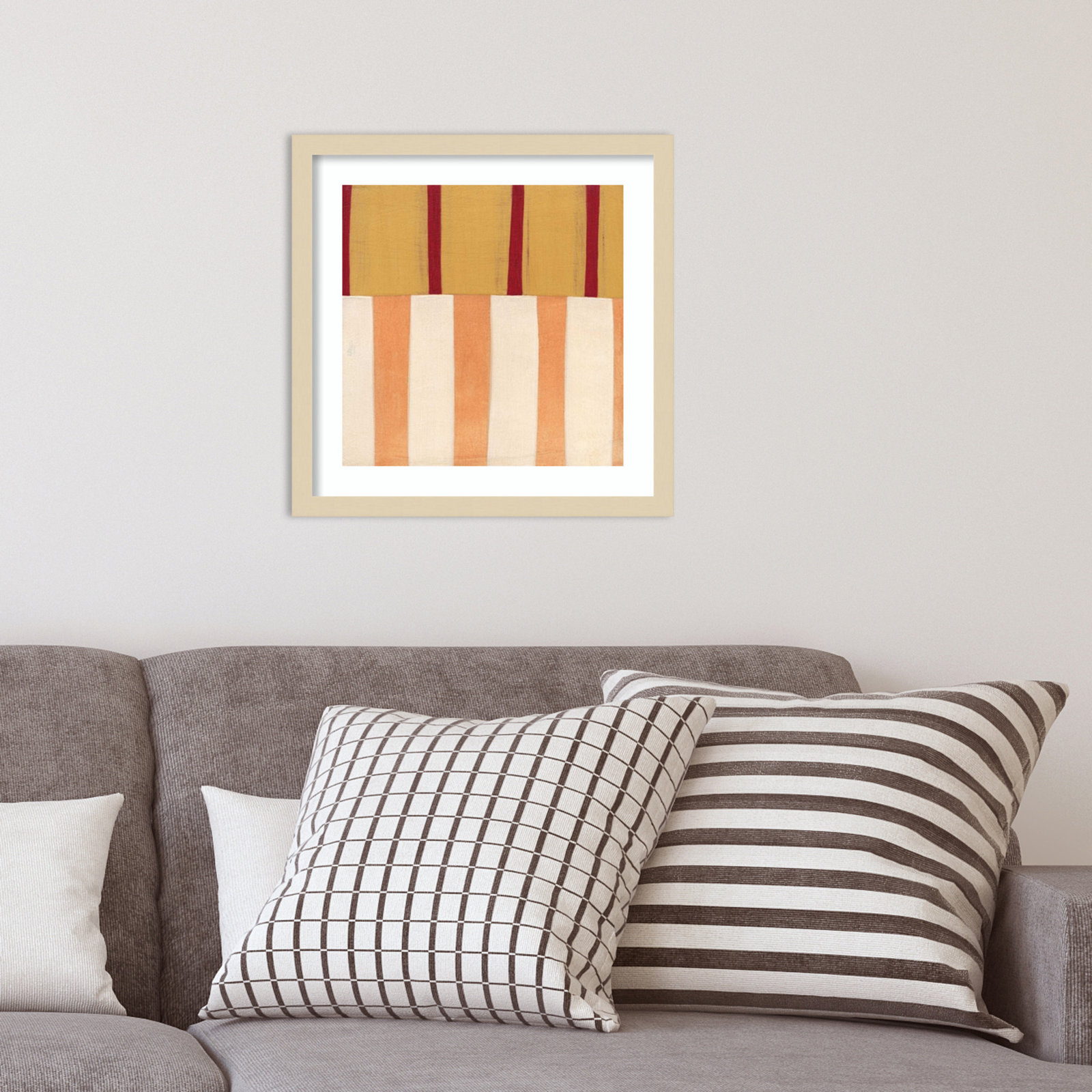 Broken Stripes 3 by Laura Nugent, Brown, 17" H x 17" W x 1" D