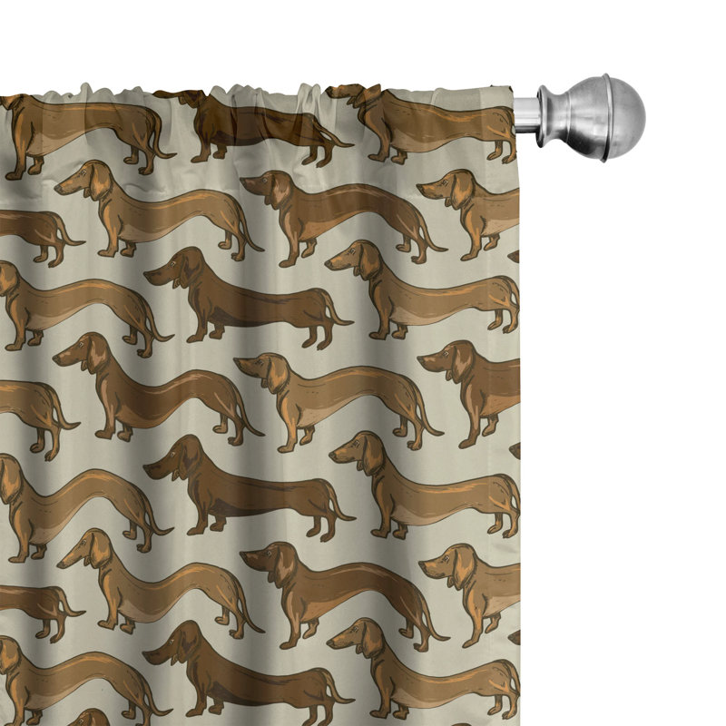 Dachshund Semi-Sheer Rod Pocket Curtain Panels, 28" x 95"