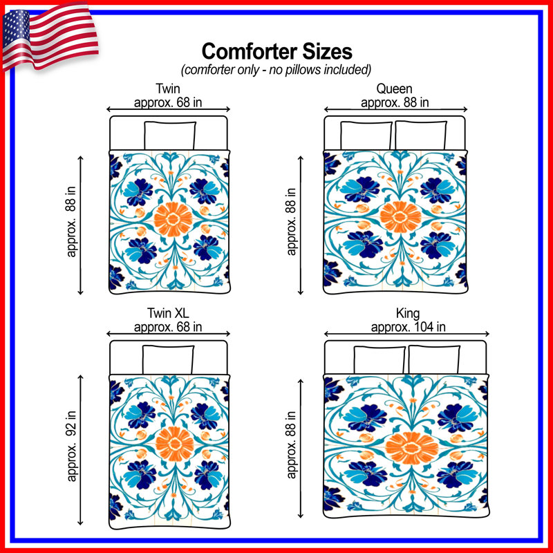 Floral Tile Art Comforter, Twin Extra Long