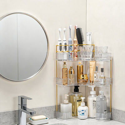 3-Tier Acrylic Corner Bathroom Counter Organizer for Makeup Brushes, Skincare & Perfume