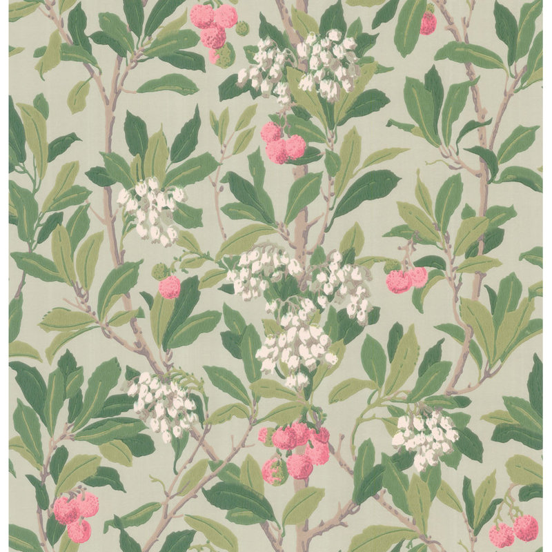 Anthology Strawberry Tree Floral Wallpaper Roll, Pink/Duck Egg