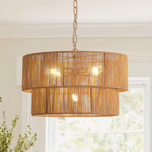 5-Lights Hand-Woven Rattan Pendant Light