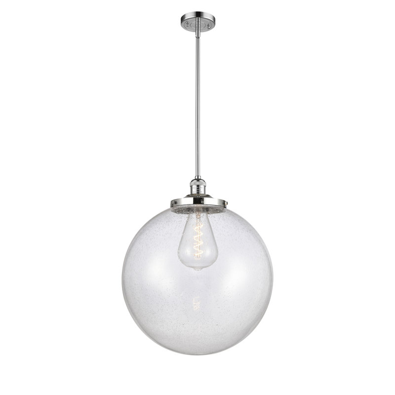 Luminaire suspendu simple à 1 lumière Beacon, Chrome poli, Grainé