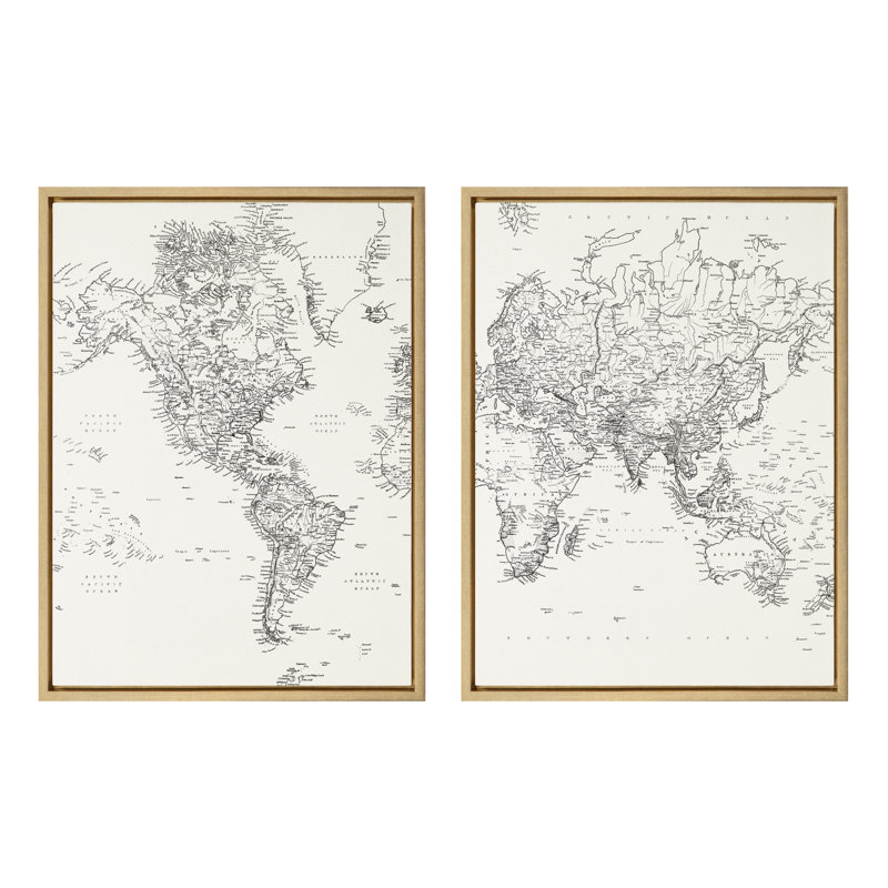 "Wold Map" noir et blanc par The Creative Bunch Studio