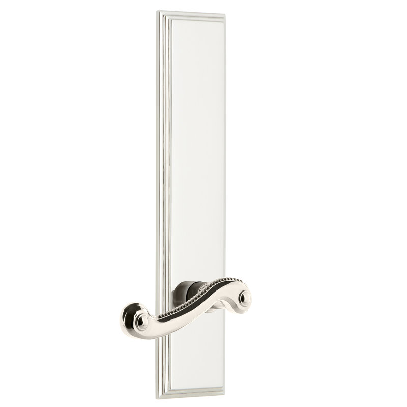 Grandeur Carré Tall Plate Single Dummy with Newport Lever, Polished Nickel, Left Handed