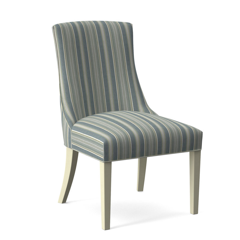 Tuxedo Slipper Dining Chair, Green and Blue Stripe; 0252-54, Brass Finish