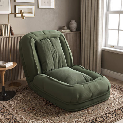 Foldable Lazy Sofa Bed for Adults and Pets - Adjustable Upholstered Lounge with Soft Pillows, Modern Green Design