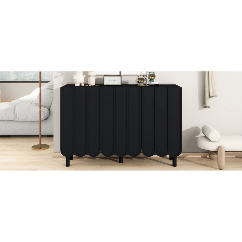 Élégant buffet noir avec tablettes réglables, pieds solides pour niveaux de rangement de chaussures de salon, organisation de couloir