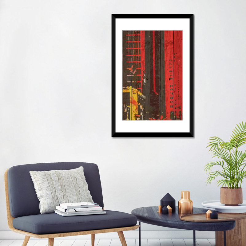 «Red Building II», impression sur toile tendue, H 32 po x l 24 po x P 1 po, Papier d'art encadré noir, Blanc
