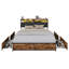 Double Drawer Brown Bed 140x200, Industrial Frame, Rustic Brown RGB LED Headboard, USB-C Charging, 4 Drawers-1988459290