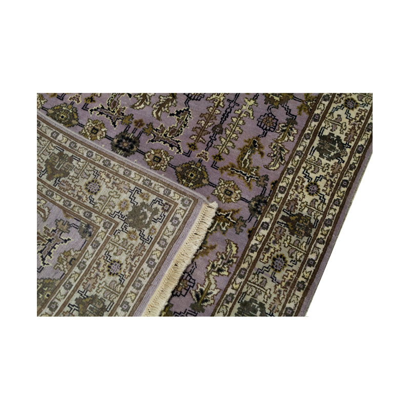 Tapis prune et ivoire noué à la main de haute qualité