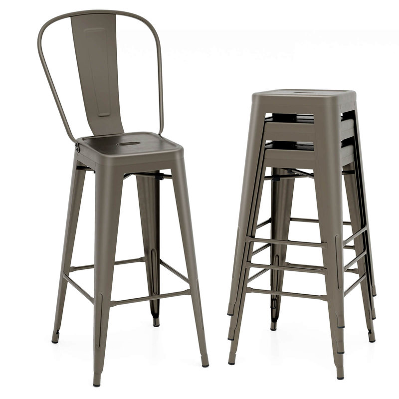 Amira Counter Stool with Metal Frame, Gun
