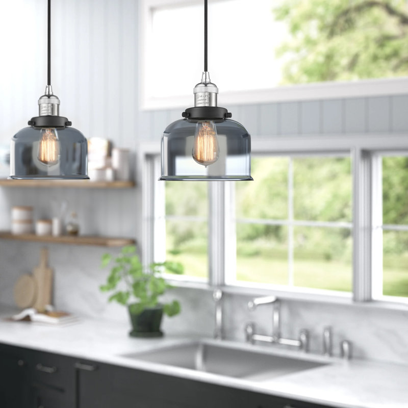 Bissonnette 1 - Light Single Pendant, Polished Nickel with Matte Black accents, Plated Smoke