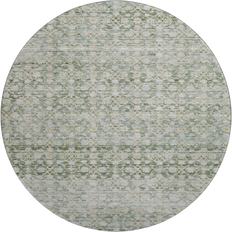 Premium Machine Washable Bucz AMF1747 Stripe Rug, Round 8'