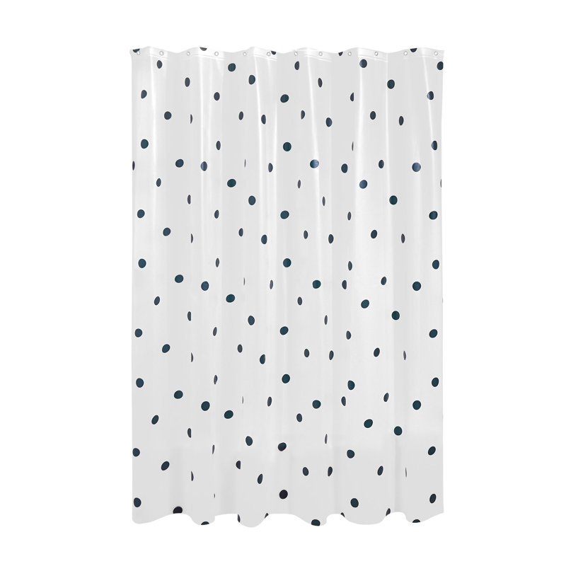 72" x 72" Black and White Vinyl Polka Dot Shower Curtain