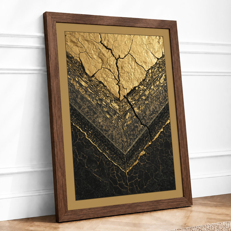Golden Divide Industrial - Framed Print, A3 - 42.0 x 29.7 cm, Walnut