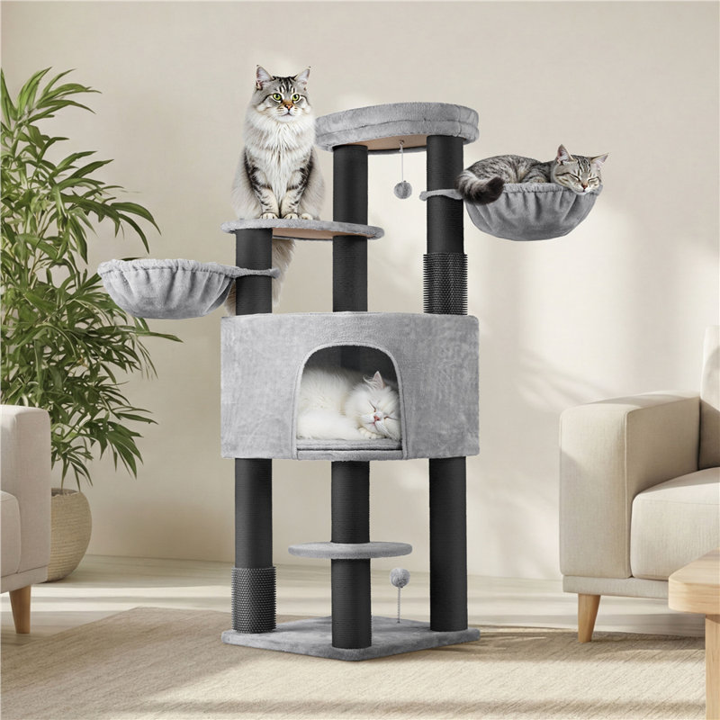 160cm H Cat Tree, Light Grey/Black