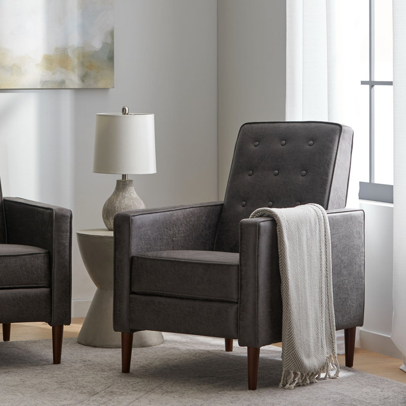 Fauteuil inclinable manuel Dupe, capitonnage capitonné gris foncé