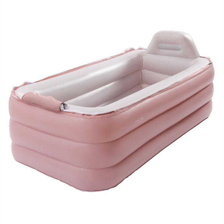 OUKANING Rectangular Inflatable Hot Tub in Pink