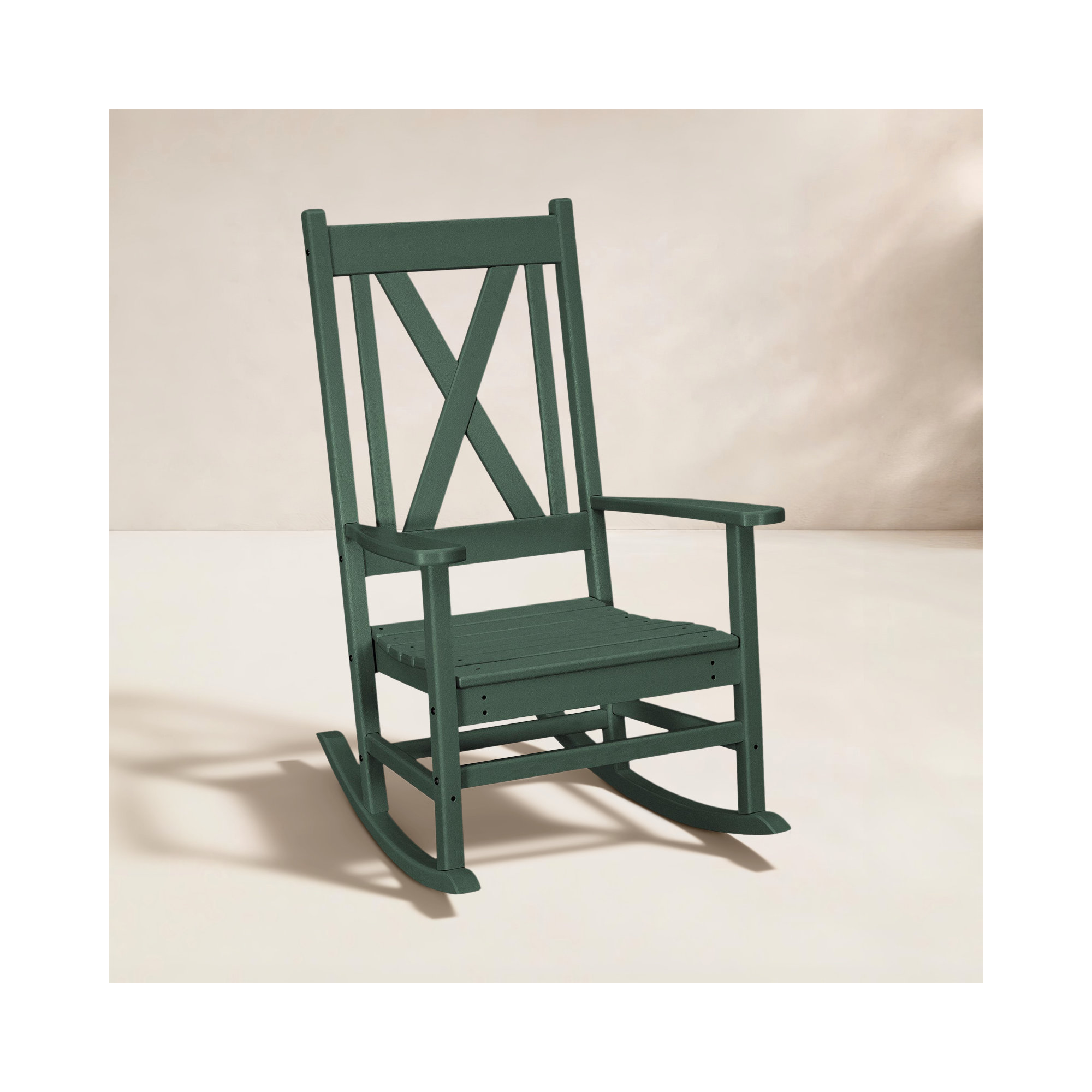 POLYWOOD Braxton Porch Rocking Chair, Green