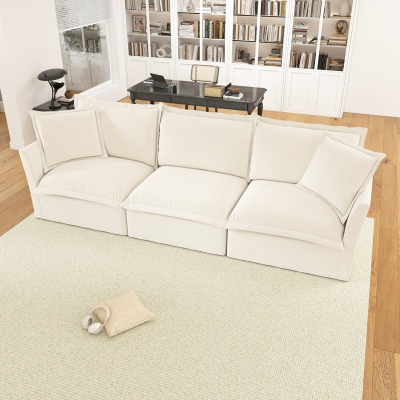 Grand canapé moderne et confortable, Chenille blanche