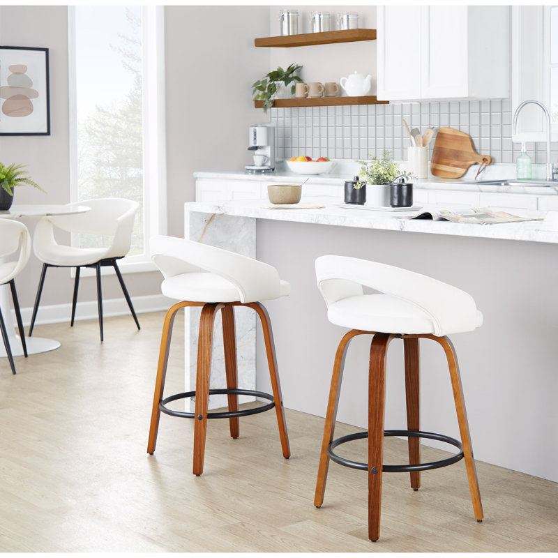 Contemporary Counter Stool, Blanc