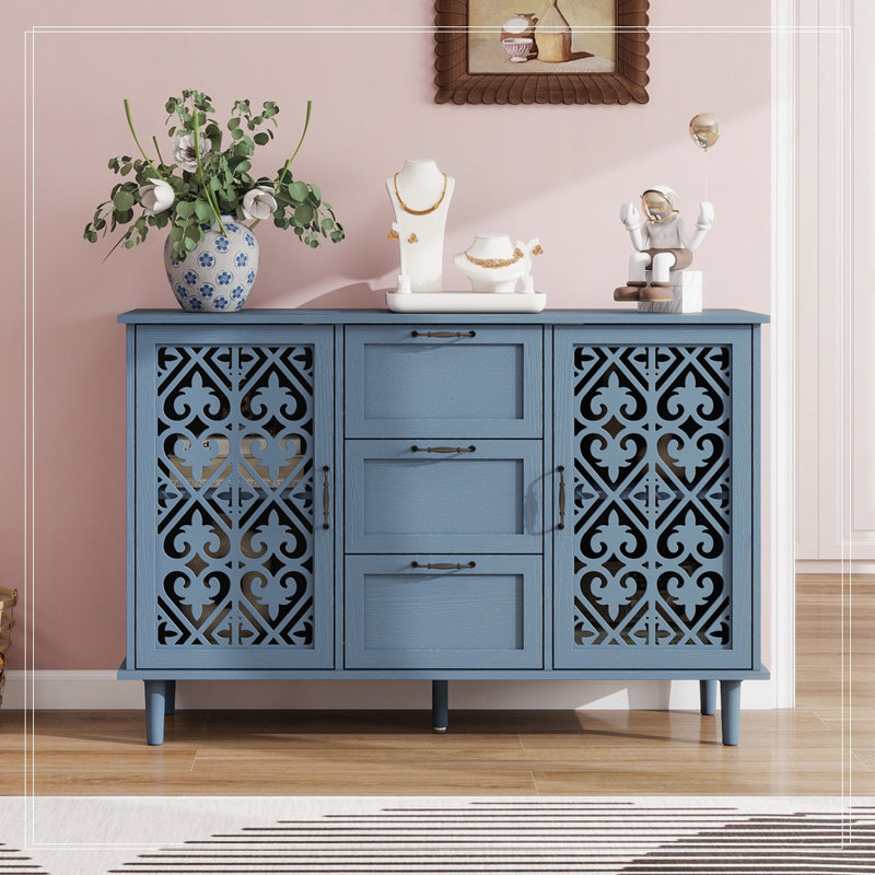 Armoire 2 tiroirs 2 portes, Bleu
