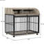 Cage pour chien avec rangement double couche et finition rouille, porte de chenil coulissante grise,