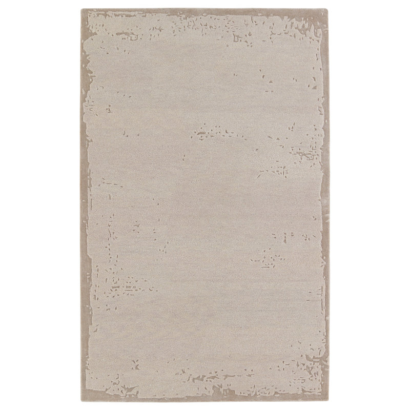 Tapis crème / taupe abstrait fait à la main Ulrich (8 pi x 10 pi), Rectangle 6 pi x 9 pi