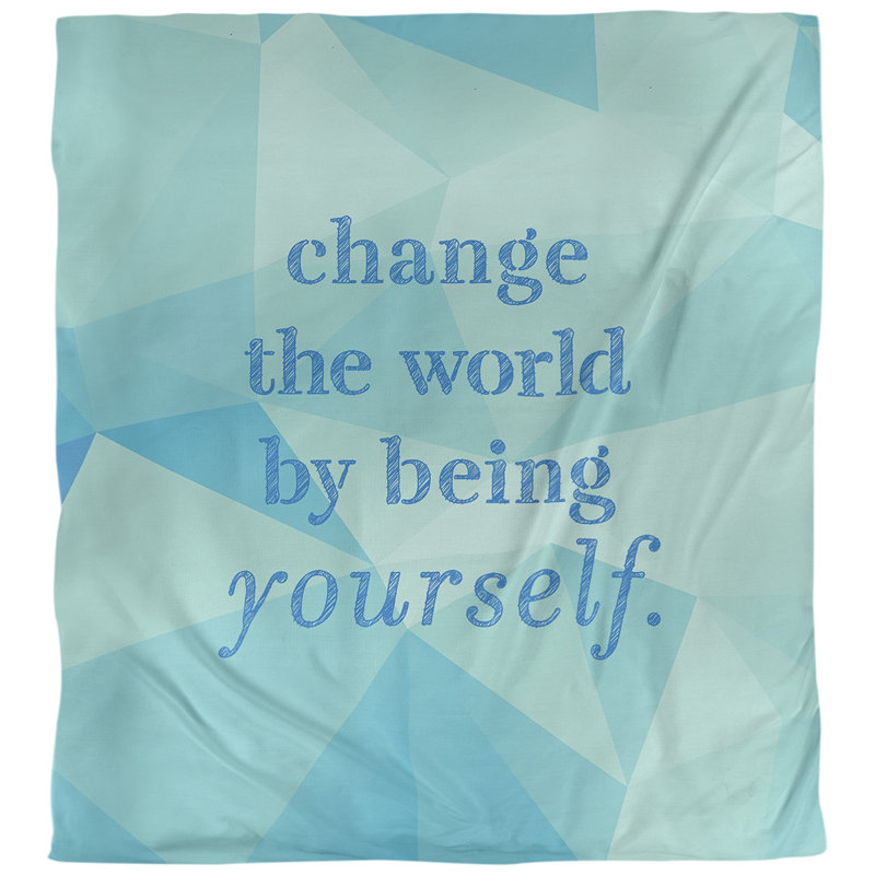 Housse de couette change the world quot, Housse de couette pour très grand lit, Bleu zircon
