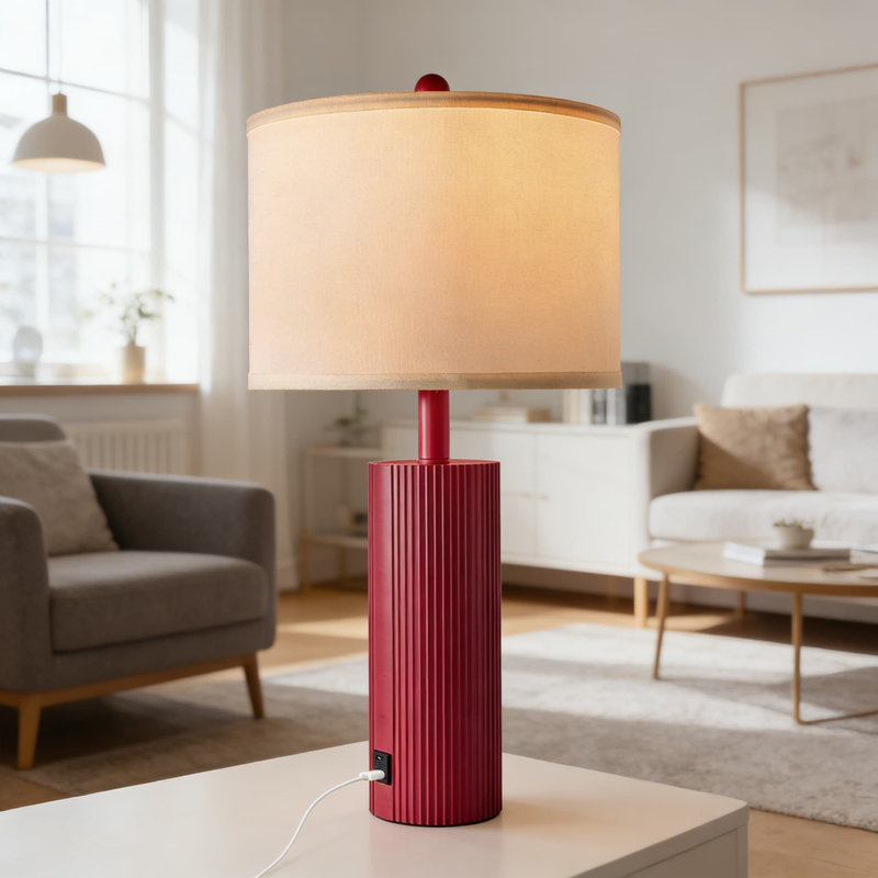 Set Of 2 Modern Touch Table Lamps With USB C+A Ports, 3-Way Dimmable LED Bedside Lamps For Living Room & Nightstand, Includes 2 Energy-Saving Bulbs, Creative Stripe Design