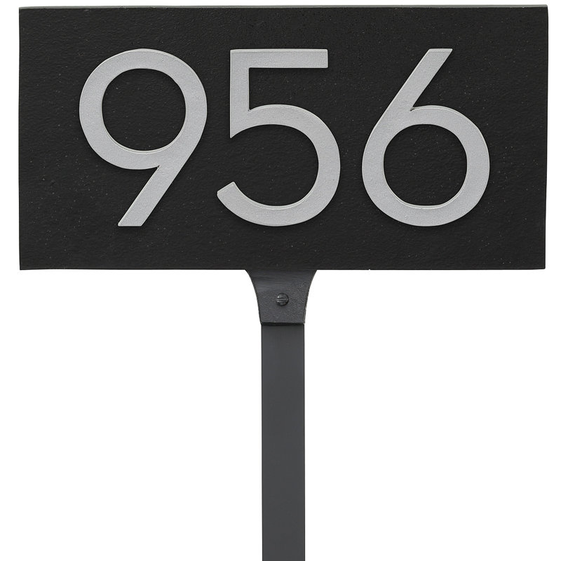 Enseigne d’adresse flottante sur 1 ligne, Noir, Argent