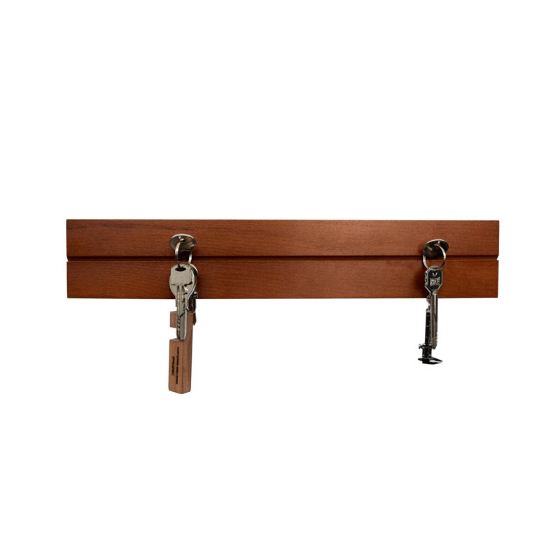 Cleppa Handmade Solid Wood Key Organizer, Dark Brown, 7.5" H x 40" W x 3" D