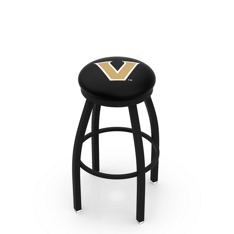 NCAA Swivel 25" Counter Stool, Black Wrinkle, Vanderbilt University