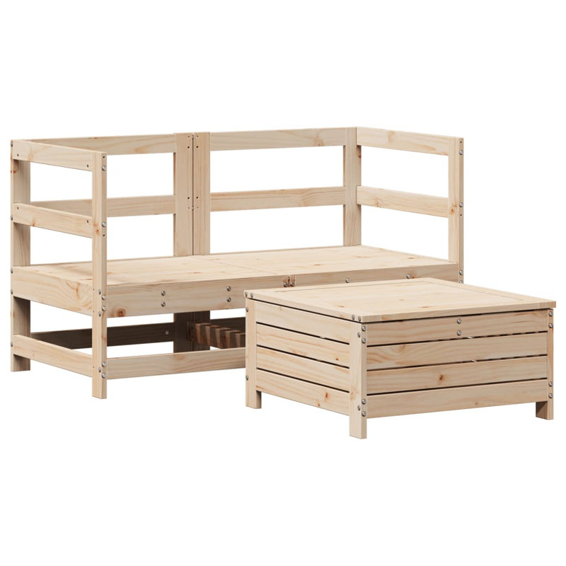 5-2 Wicker 2 - Person Garden Lounge Set, Natural Pine