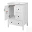 Meuble-lavabo de salle de bain avec lavabo, tiroirs à fermeture en douceur, armoire et poignées en métal rétro-596549539