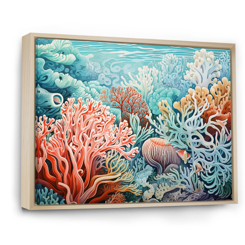 Corail Gorgonacées Sea World I sur impression sur toile, H 30 po x l 40 po x P 1,5 po, Cadre naturel flottant