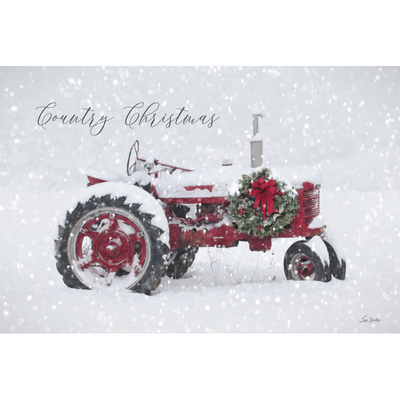 «Country Christmas Tractor On Canvas» par Lori Deiter, reproduction, H 32 po x l 48 po x P 1,25 po
