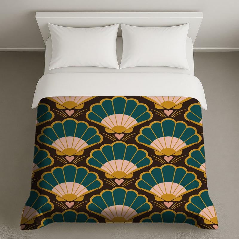 Art Deco Shell Pattern Duvet Covers, Twin