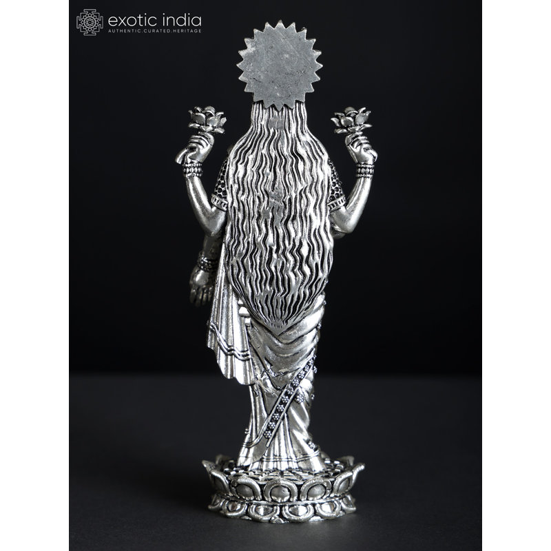Superbe déesse debout Lakshmi, idole en geste de bénédiction, plaqué argent, statue en laiton, laiton, temple, maison, cadeau décoratif, DDL527