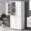 Tall And Wide Bathroom Floor Storage Cabinet, Bathroom Storage Unit, Freestanding Cabinet With 4 Doors, Adjustable Shelves
