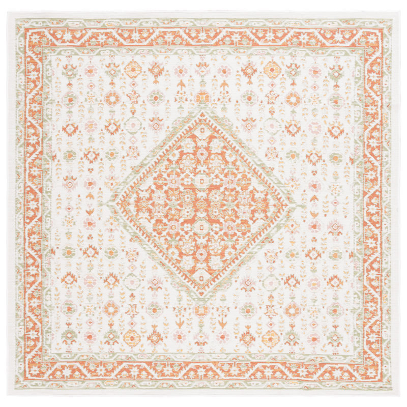 Tapis d'intérieur / extérieur oriental Oshan Sunrise Performance, Carré 6 pi 7 po